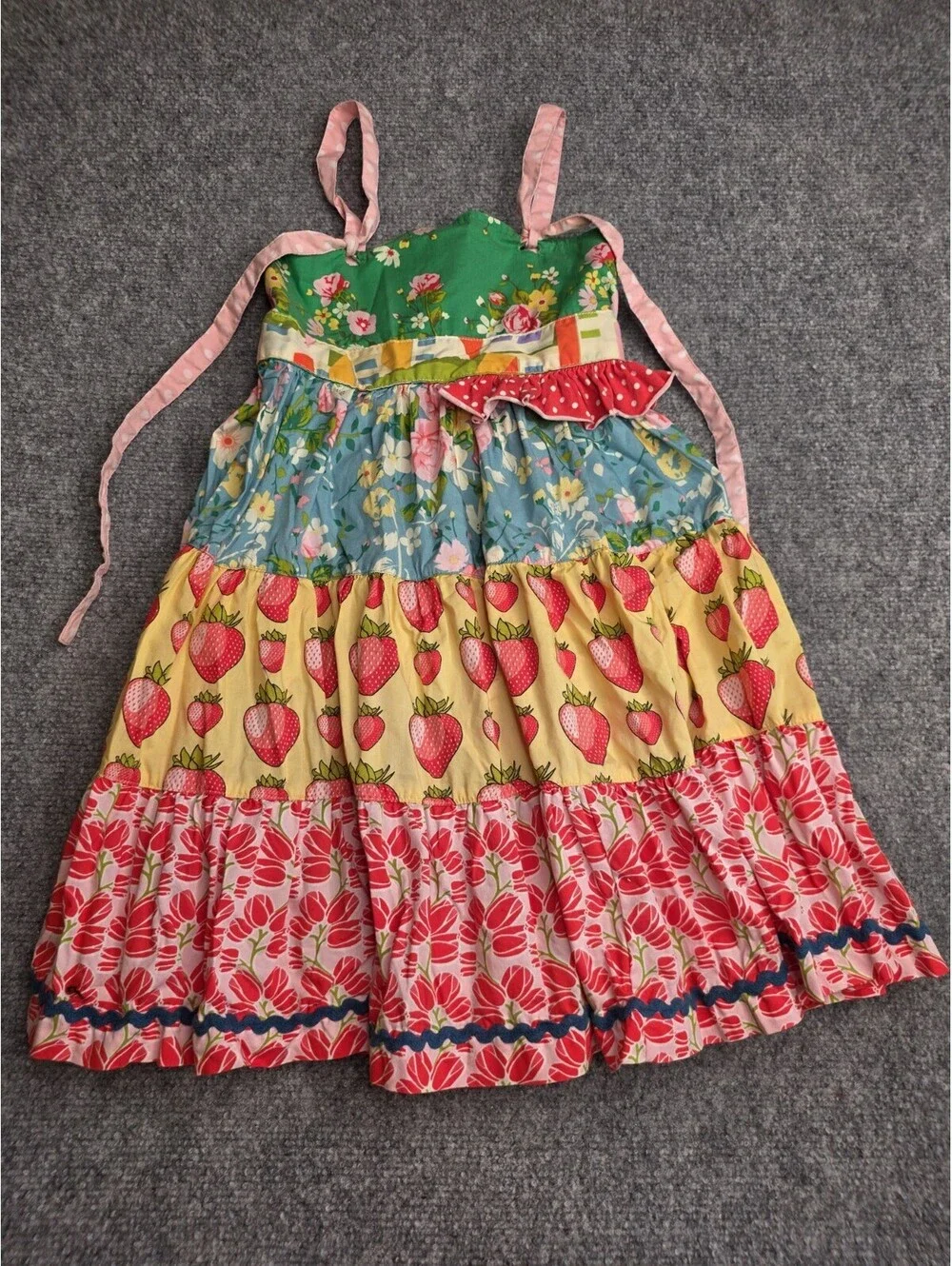 Matilda Jane Good Hart Meadow Sweet Ellie Dress Size 6 Strawberry Floral EUC